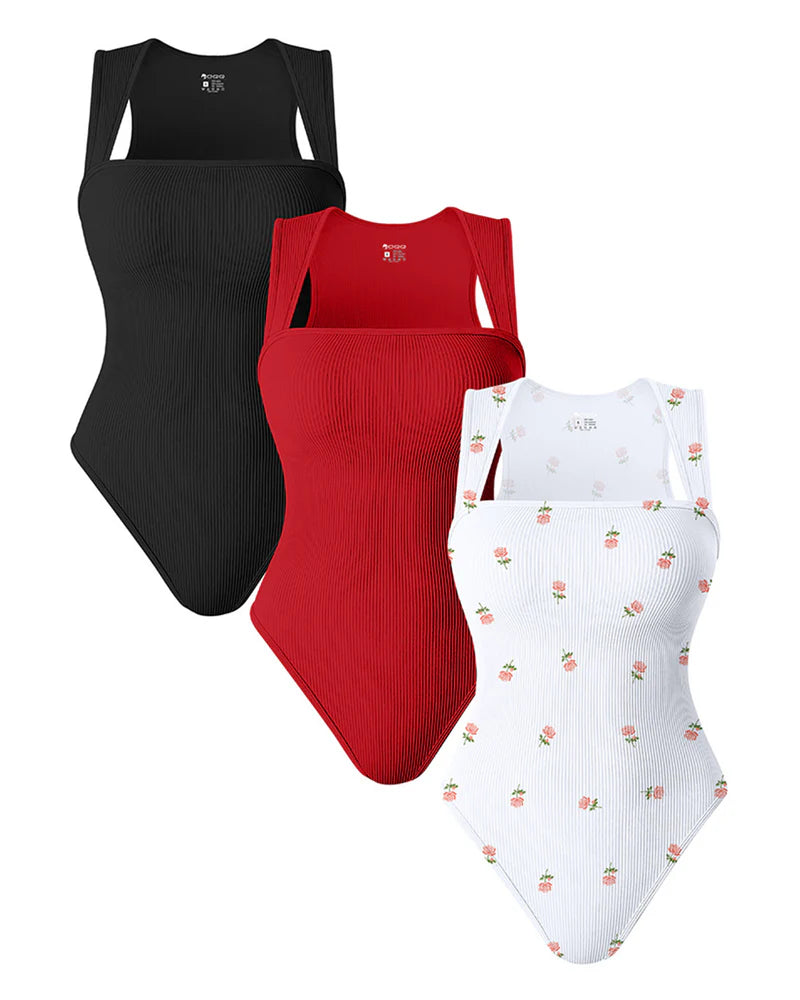 OQQ 3 Piece Women Bodysuits