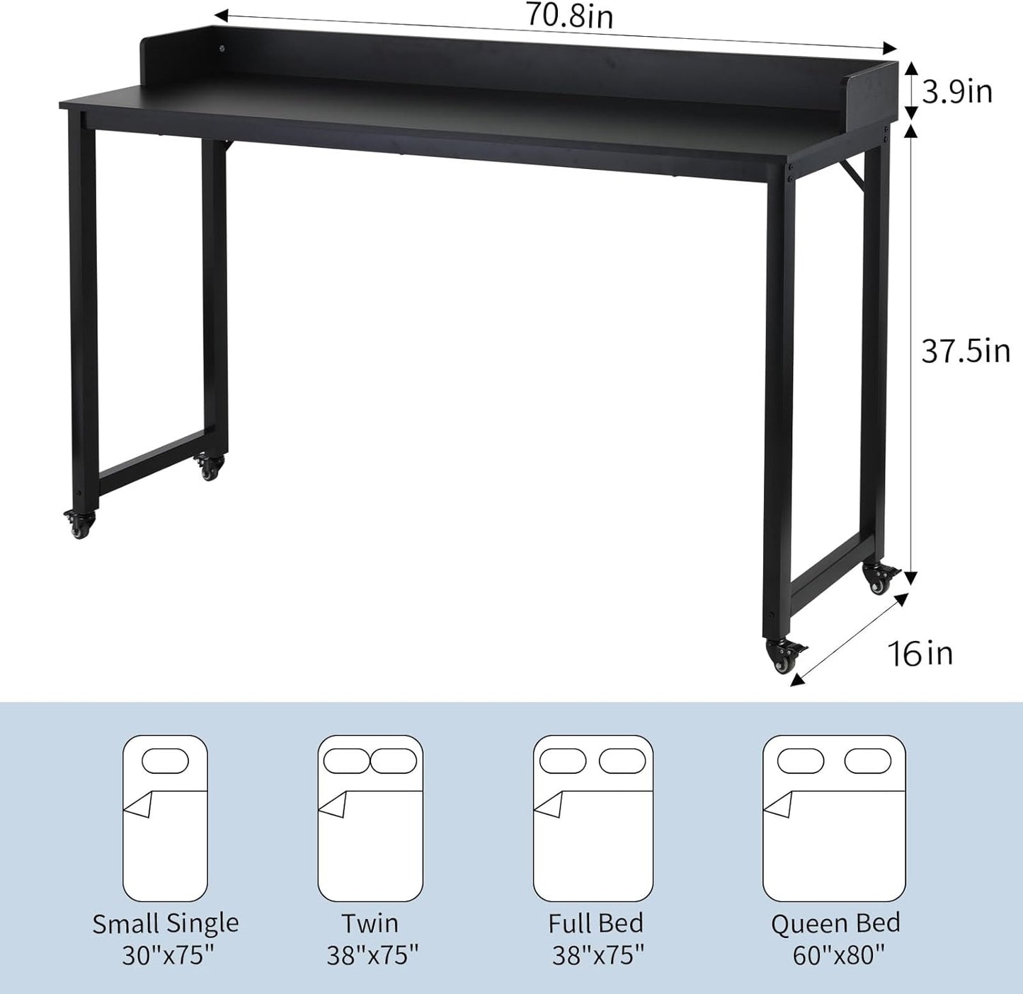 Overbed Table with 360° Wheels