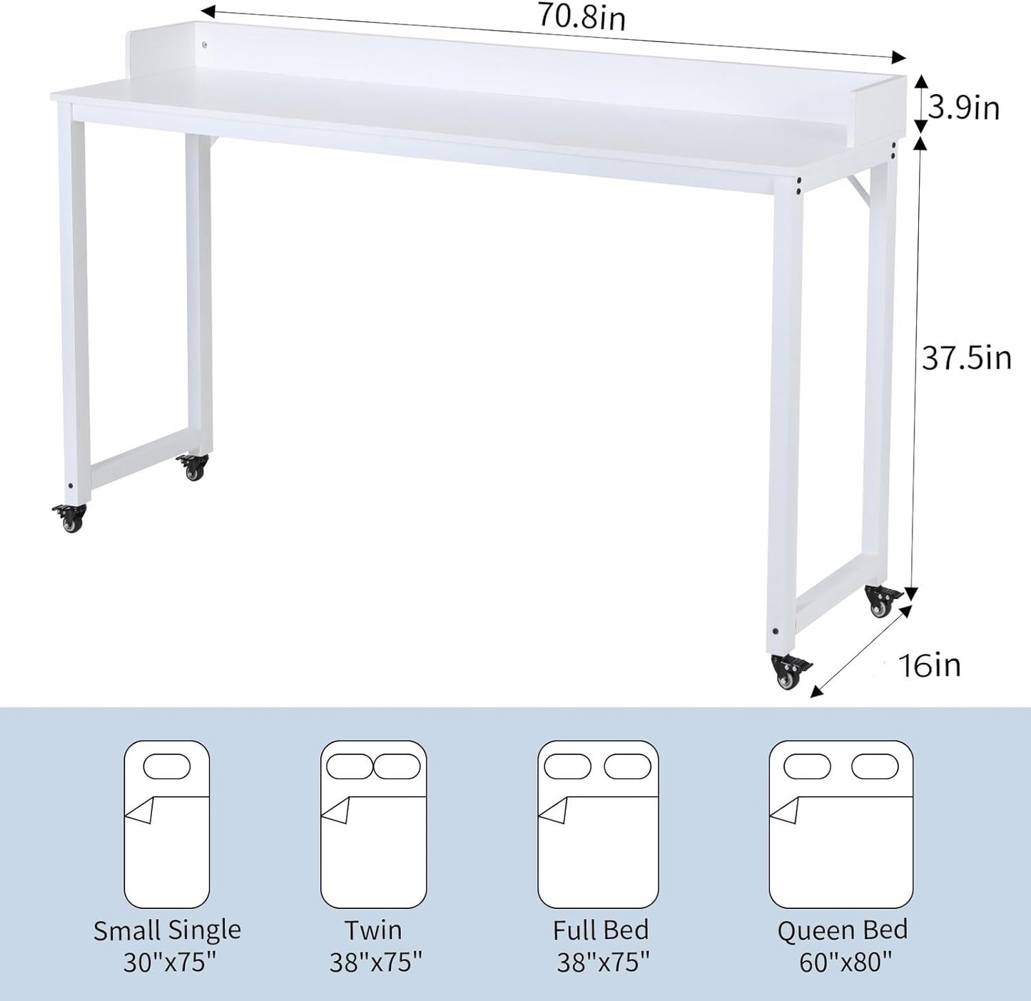 Overbed Table with 360° Wheels