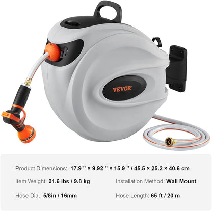 Retractable Hose Reel, 100 ft