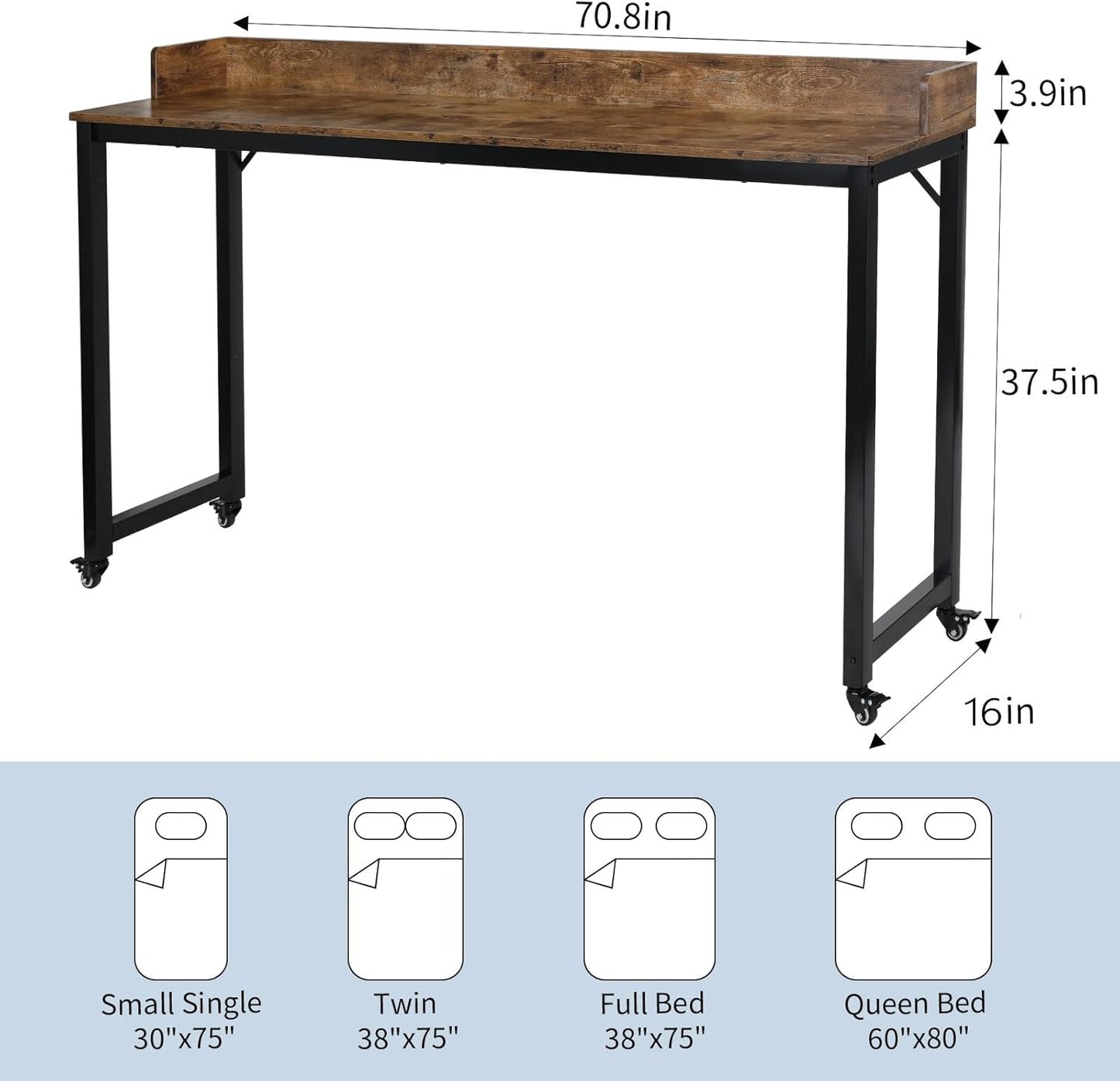 Overbed Table with 360° Wheels