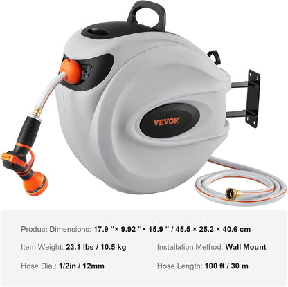 Retractable Hose Reel, 100 ft