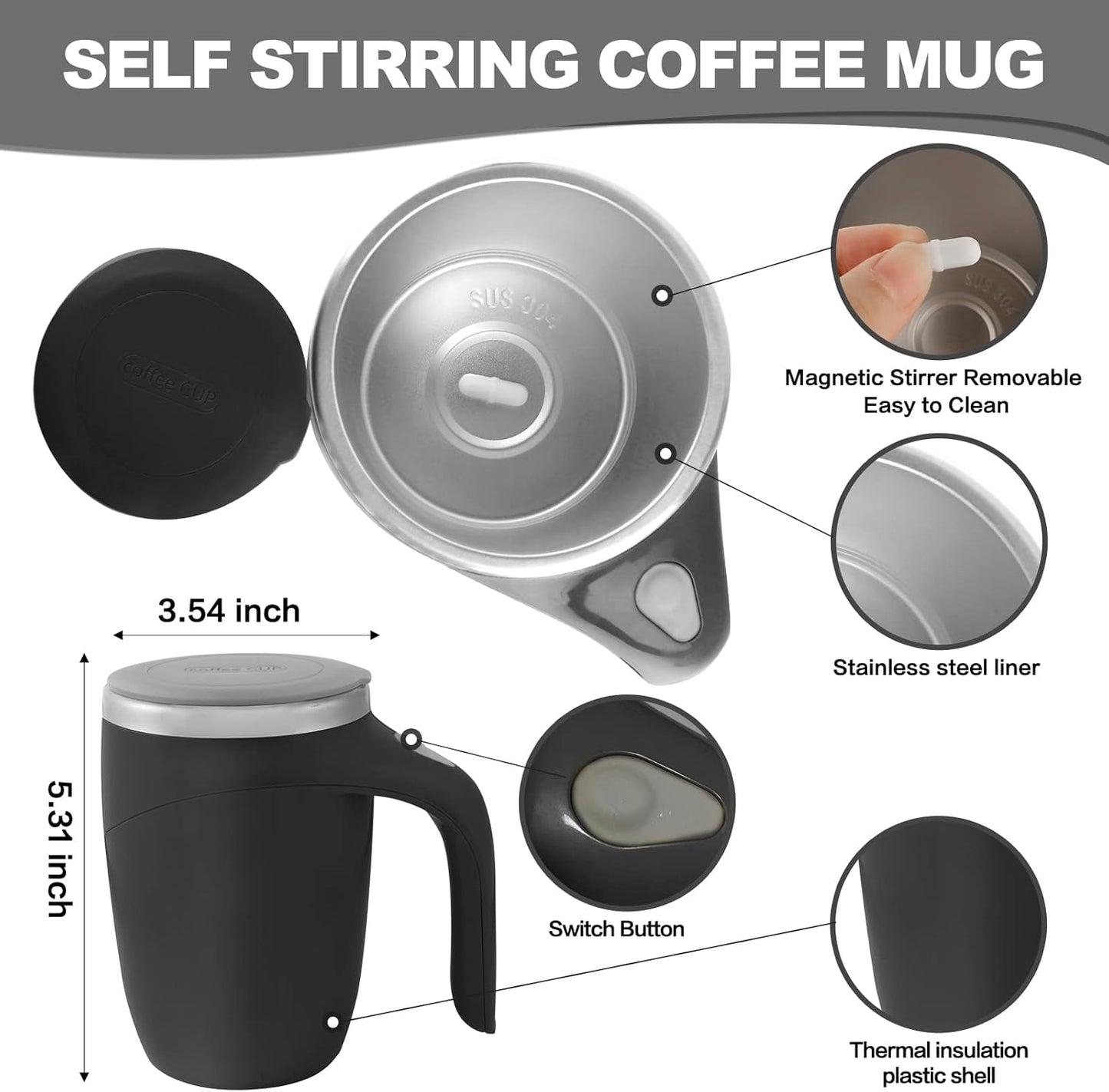 Automatic Magnetic Stirring Coffee Mug