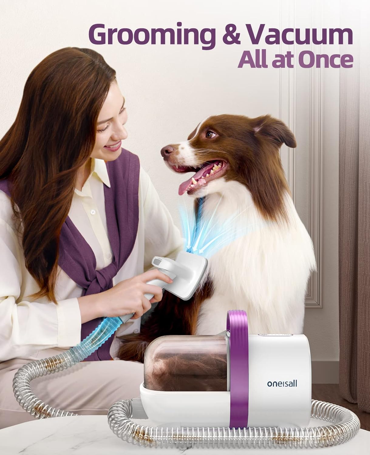 Oneisall Dog Hair Vacuum & Dog Grooming Kit