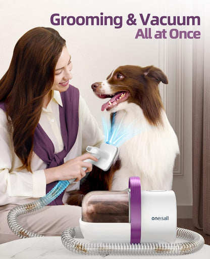 Oneisall Dog Hair Vacuum & Dog Grooming Kit