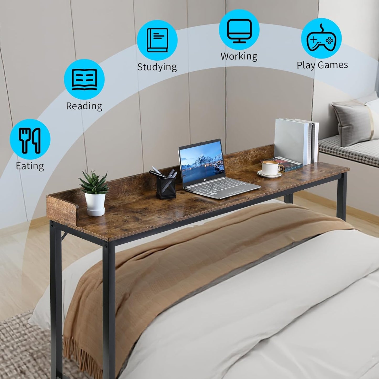 Overbed Table with 360° Wheels