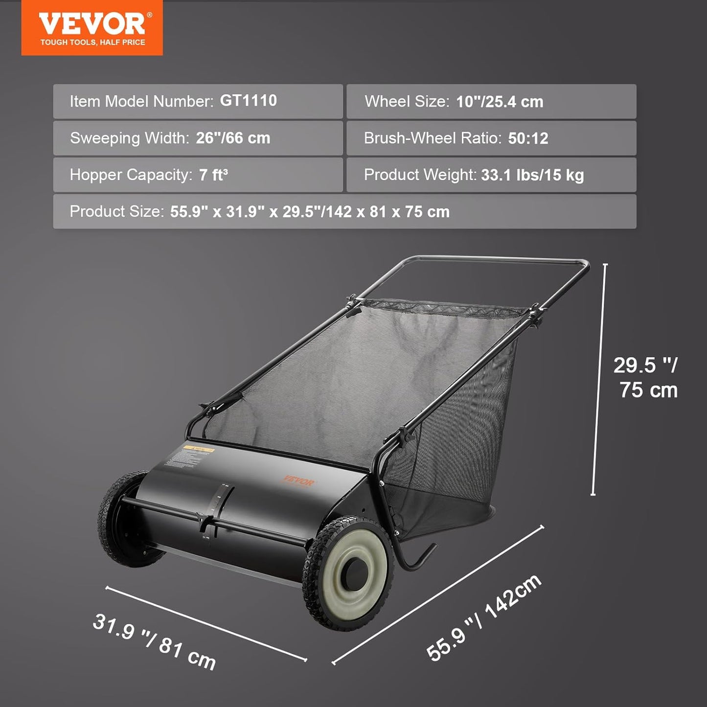 VEVOR Push Lawn Sweeper