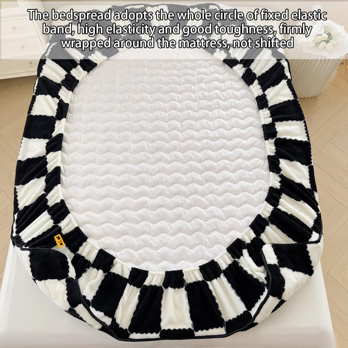 Milk Velvet Checkered Bedding Mattress Cover