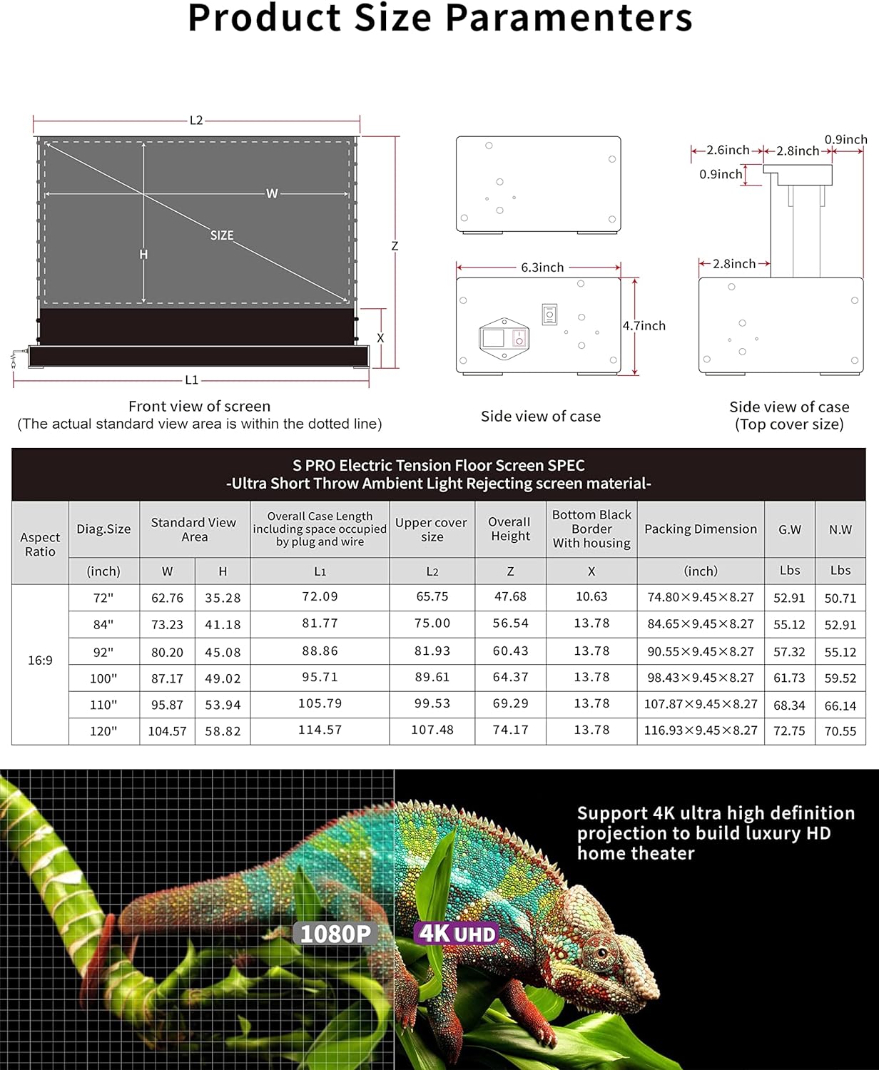 Projector Screen S PRO 120 inch