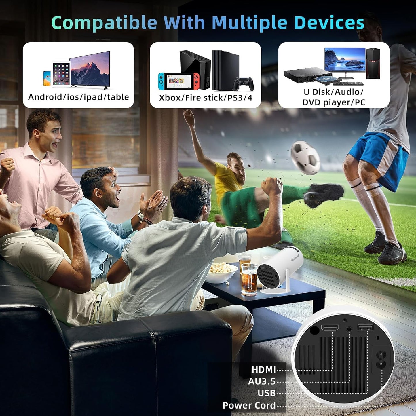 Portable Projector WiFi Bluetooth