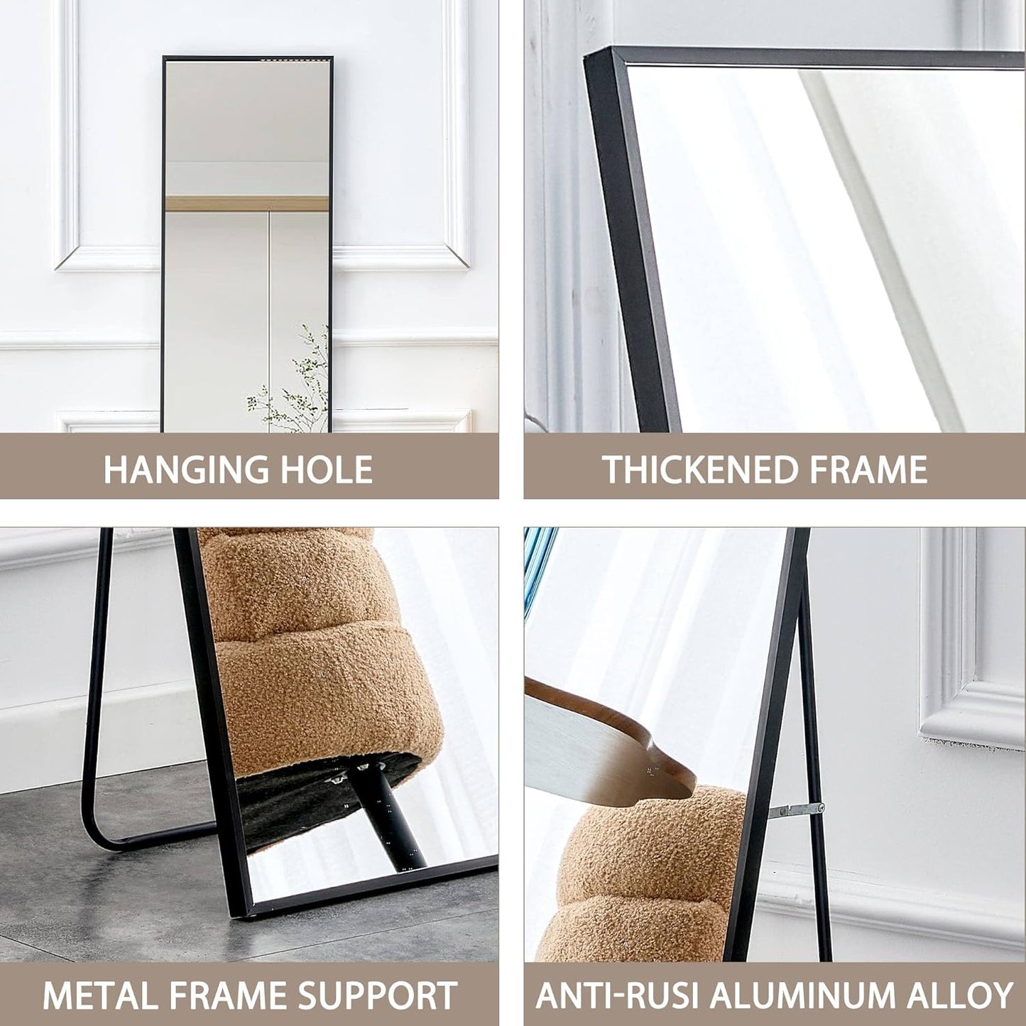 Full Length Mirror, Standing Black 63’’x20’’