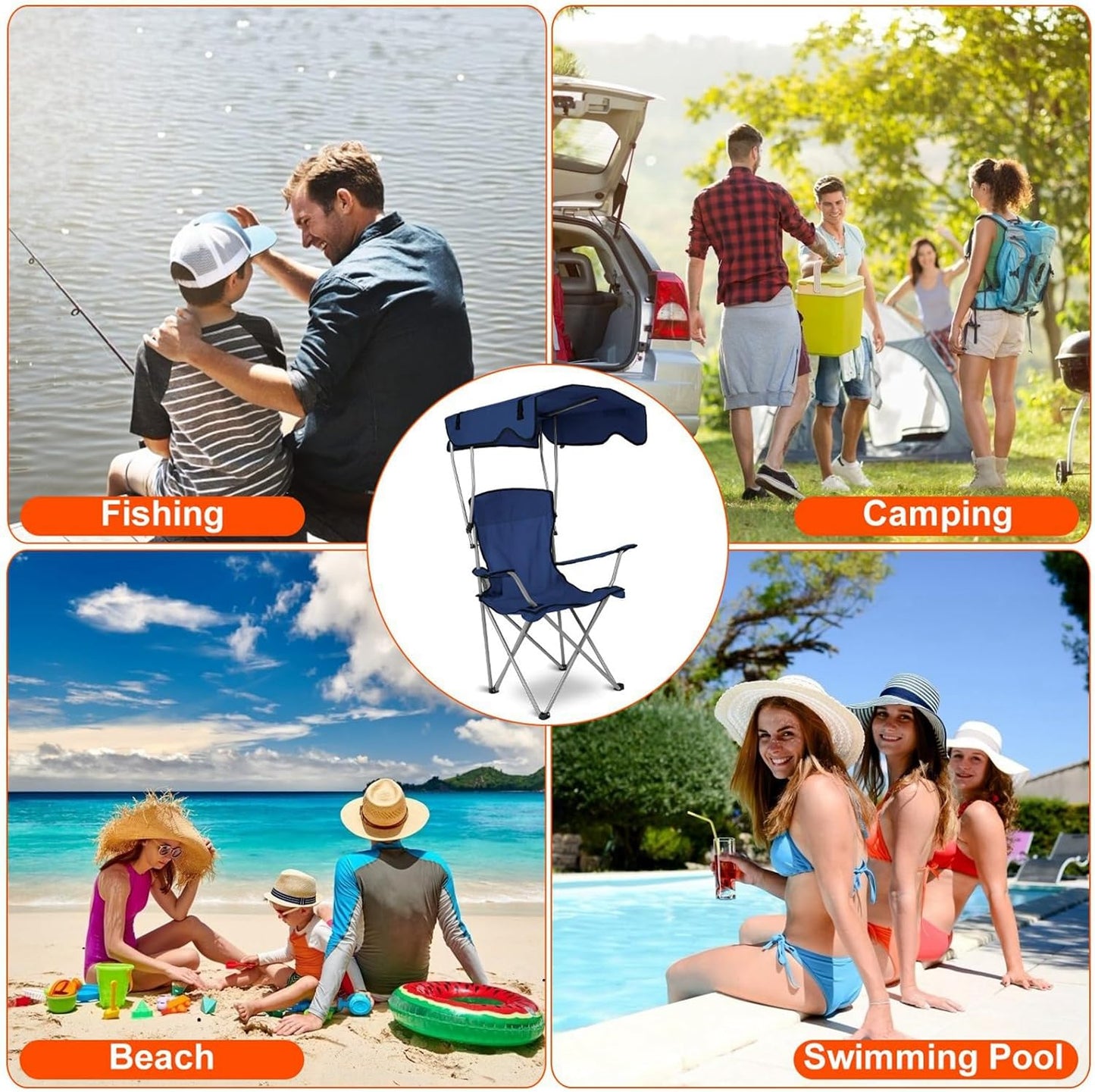 Foldable Camping Chair with Canopy