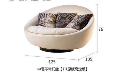 Italian round fabric single sofa