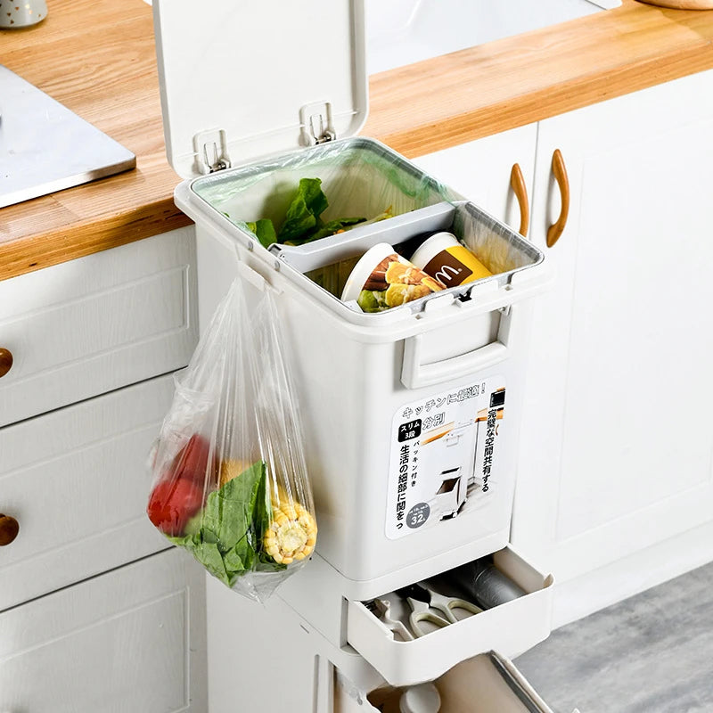 Double kitchen trash cans