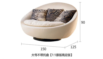 Italian round fabric single sofa