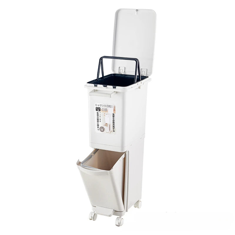 Double kitchen trash cans