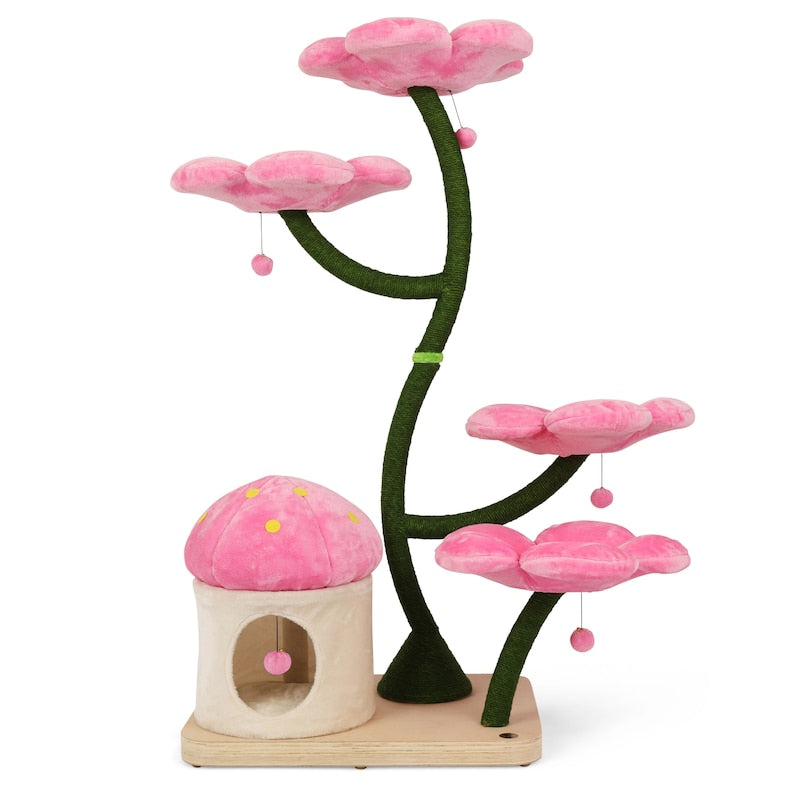 EDEN Wood Floral Cat Tree Tower