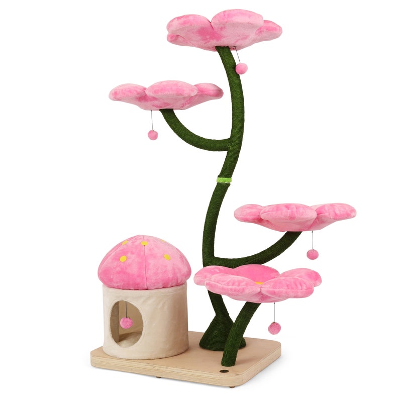 EDEN Wood Floral Cat Tree Tower